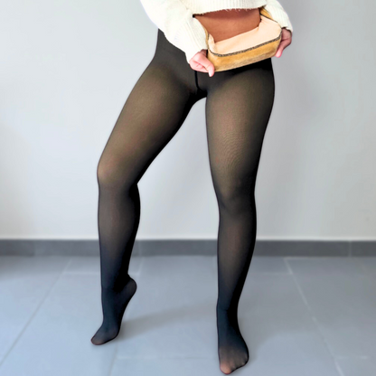 Collants de lã com efeito transparente