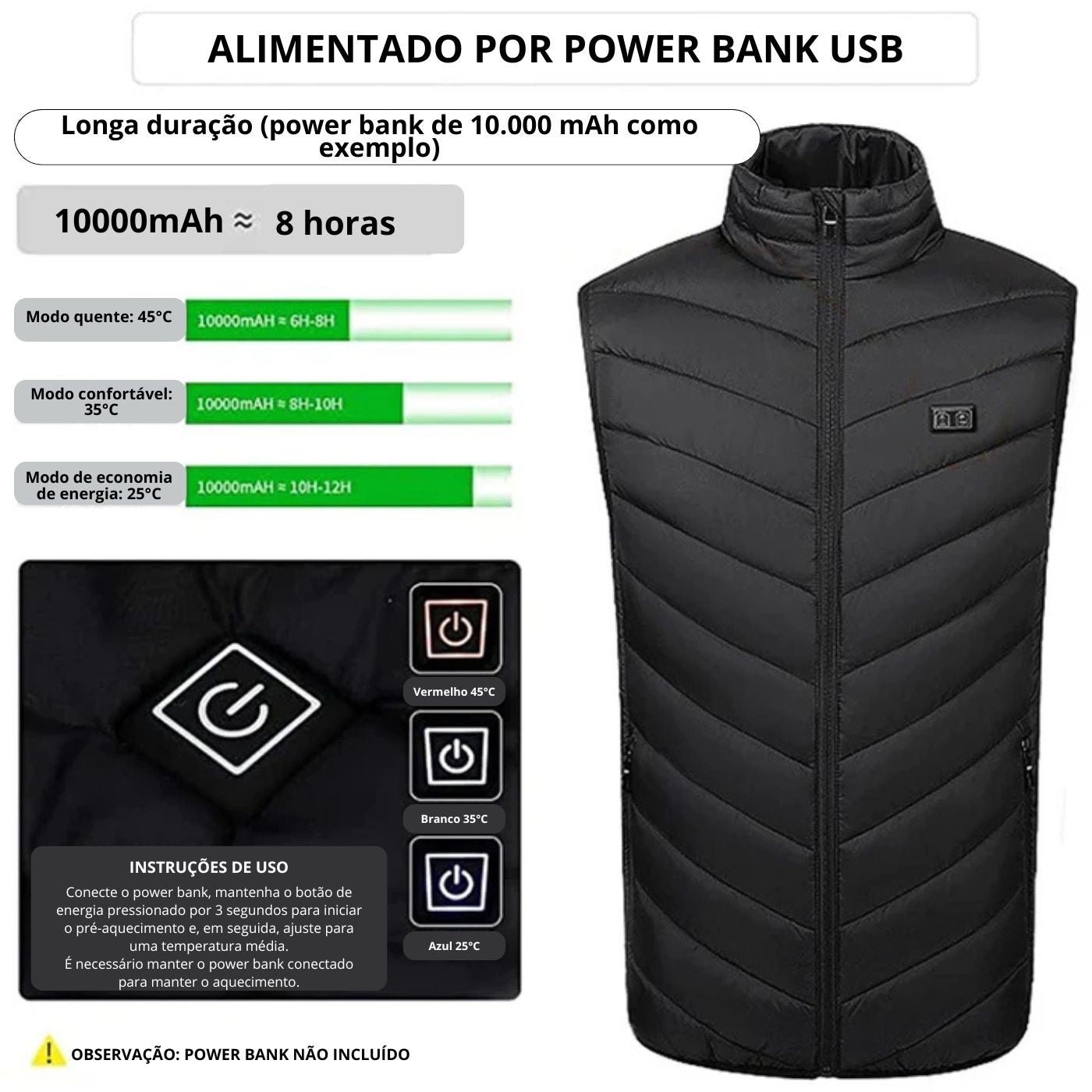 Ikone™ BodyWarmer – Colete aquecedor fino